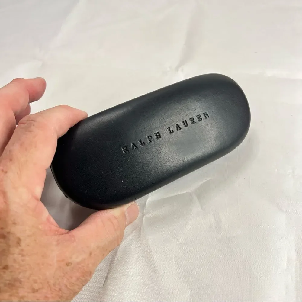 RALPH LAUREN Black Hinged Hard shell Felt Lined Glasses Case